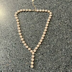 Gold Y-Shape Necklace with Round diamonds